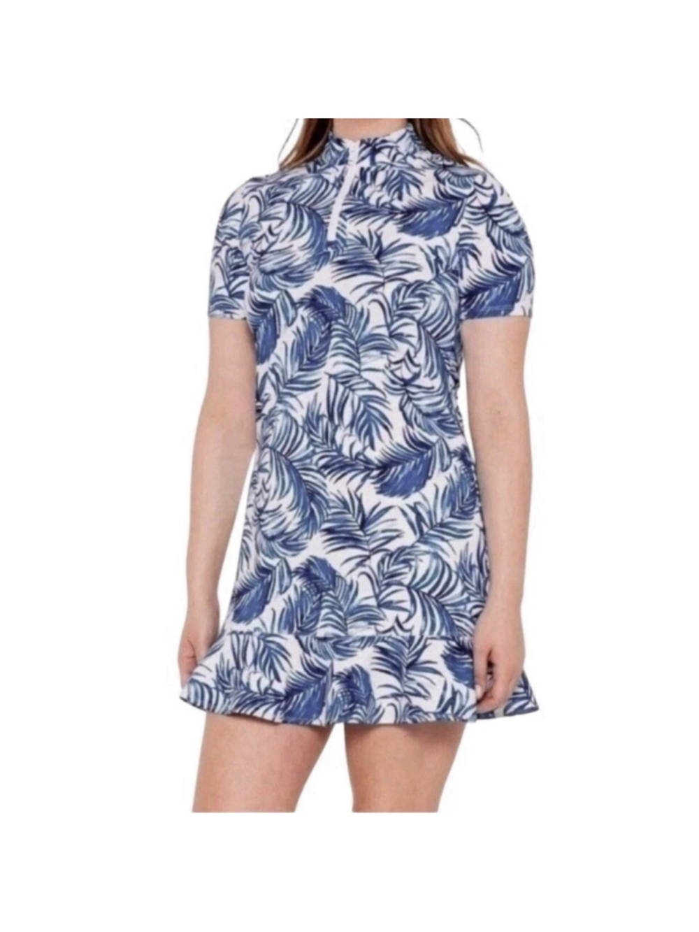 Tommy Bahama Tropical Golf Dress NWT Small Women Blue Ruffle Hem Preppy Sporty